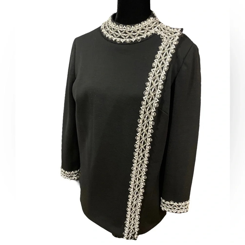St. Andrews Pure Wool Beaded Trim Blazer Knit Jacket Coat